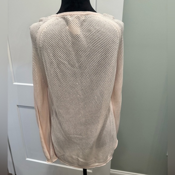 DEMOCRACY Pink Mesh Shirt Top Long Sleeve Tie Waist swim coverup - Picture 3 of 7